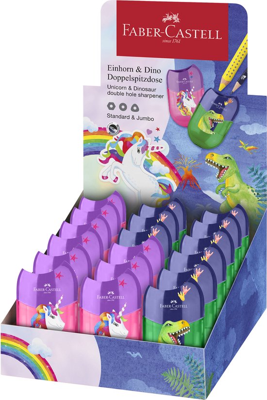 Faber-Castell puntenslijper - 2-gaats - Dino/Unicorn - 18 stuks in display - FC-183551