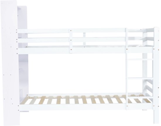 Kinderbed 90x200 Cm Met Opbergruimte, Ladder Met Vakken, Massief Houten Frame Natuurlijke Kleur 205x133 5x173 Cm