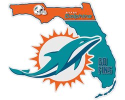 Signs USA - wandbord - dibond - Miami Dolphins - NFL - 25 x 22,5 cm