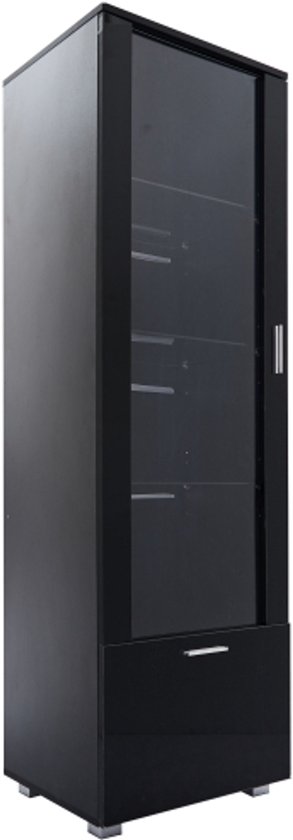 KOMHTOM Dressoir met glazen deuren in led-houtkleur, dressoir commode met drie deuren DRIE laden, multifunctionele kast voor woonkamer slaapkamer eetkamer (C) (niet op voorraad, gelieve niet te