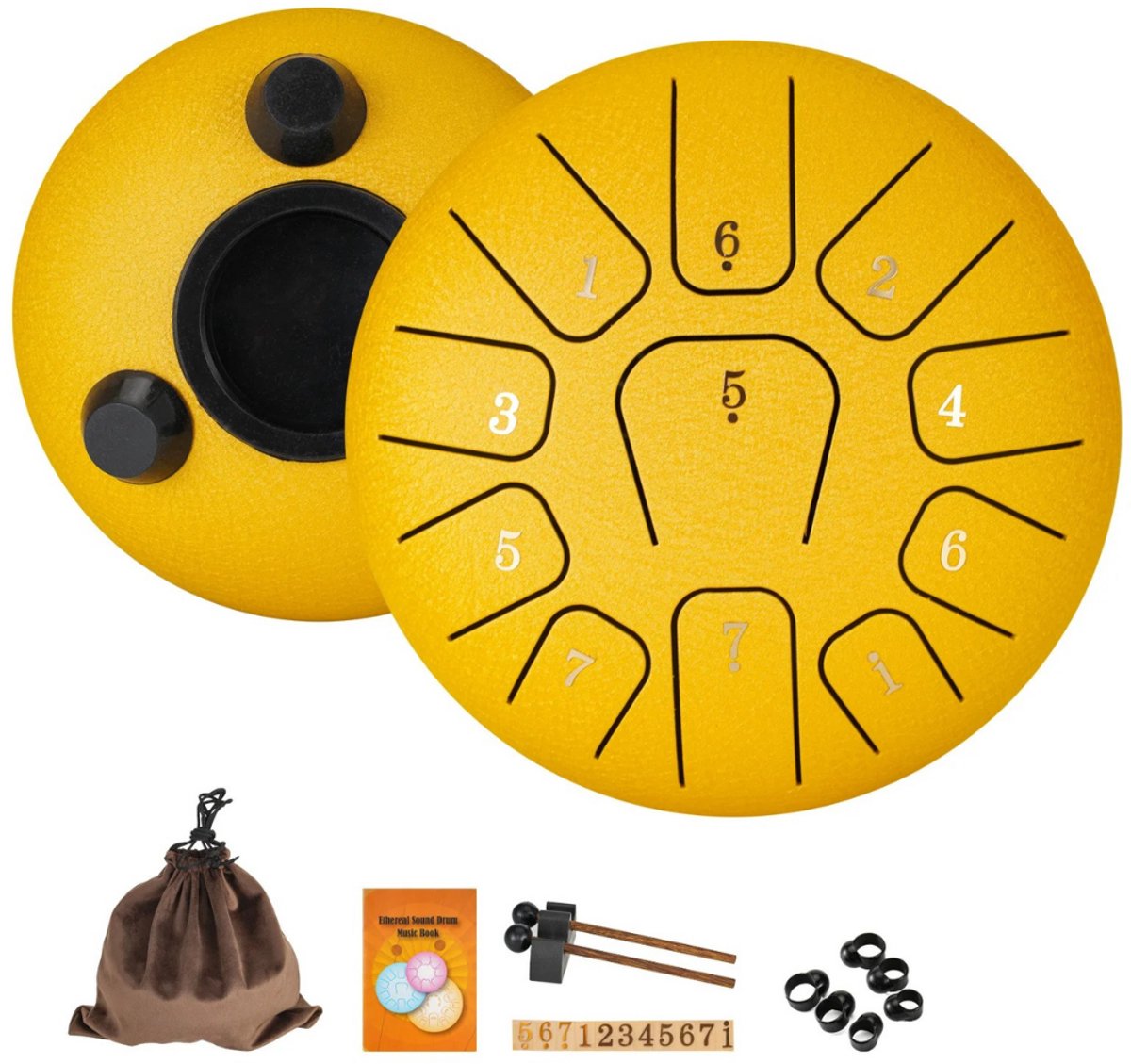 Livano Handpan - Tongue Drum - Steel - Regen - Klankschaal - Geel