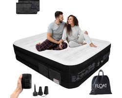 FLOAT VersaVento - 2 Persoons luchtbed met ingebouwde elektrische pomp - < 3 min snel opgeblazen - Incl 2 opbergzakken met klittenband, draagtas en reparatiekit - 203 x 152 x 45 cm - Zelfopblazend Twee persoons luchtmatras - Logeerbed Queen