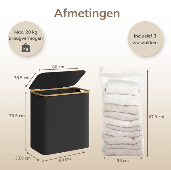 Bama - Stand Up - Panier à Linge avec Pieds - 60,5 x 40 x 68,5 cm - Couleurs Assorties