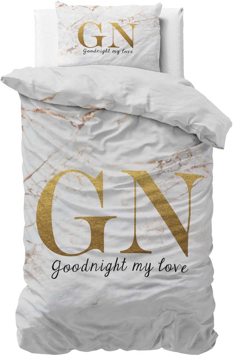 Sleeptime Goodnight Dekbedovertrek - Eenpersoons - 140X200/260 + 1 x kussensloop 60x70 - Goud