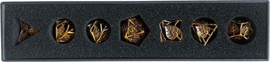 Ensemble de dés Joya Kids® Dungeons and Dragons | Set de Dés DnD Polydice | Ensemble de dés D&D | Ensemble de 7 dés en Métal | Coffre de rangement de Luxe inclus | Dés en métal avec feuilles