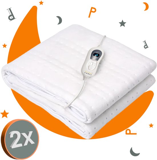 Sleep Comfy Elektrische Deken - 2x Onderdeken met Instelbare Warmte - Wasbaar - Timerfunctie - Luxe Verwarmde - Veilig en Gezellig Beddengoed - Energiezuinig - 150x80 cm