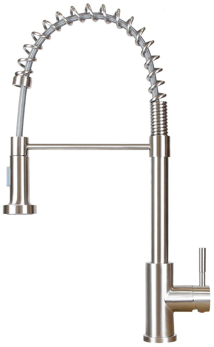 NETTLIFE Keukenkraan met Uittrekbare Uitloop - Handdouche - RVS - Keukenmengkraan - 360° draaibereik - Uittrekbaar - Flexibele Slang - Hoge uitloop - spray Spoelbak - 2 sproeistanden - H 55cm - chroom