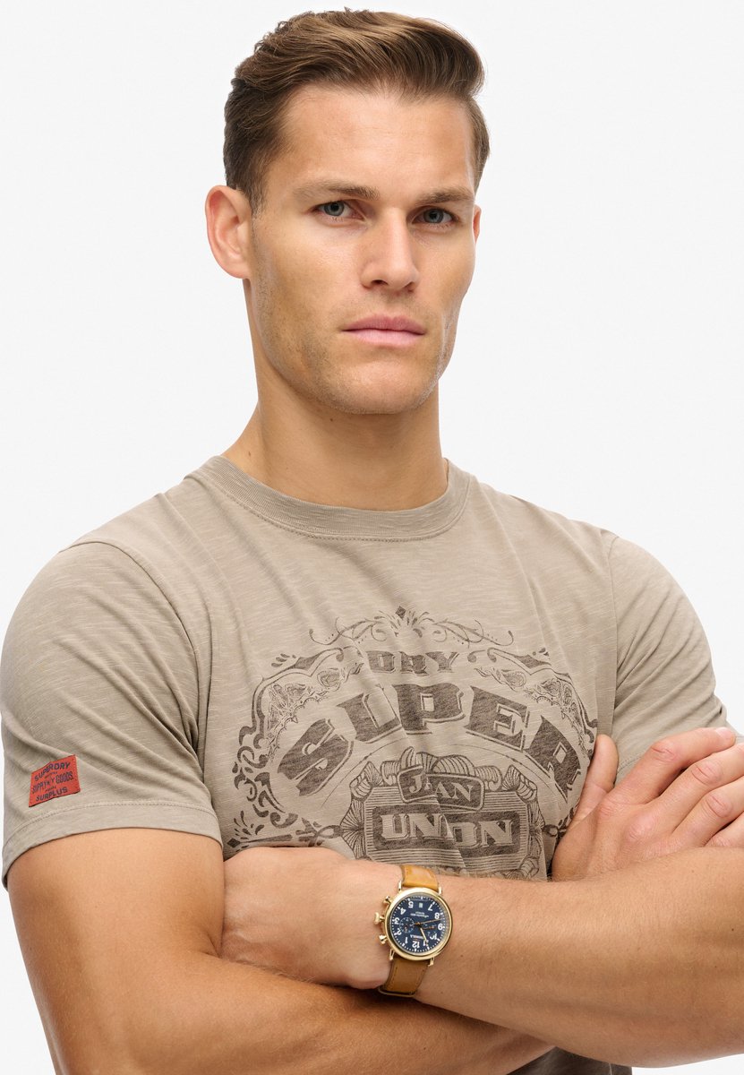 Superdry Workwear T-shirt met tekstprint Heren T-shirts Beige