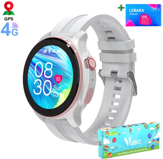 VUBIO 4G Kinder Smartwatch L1 - GPS - Incl. SIM - Videobellen - Wit
