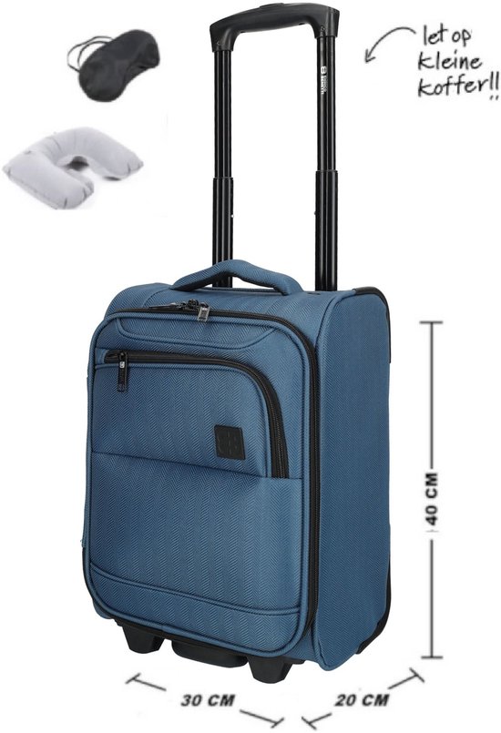 KLM & Transavia Handbagage Koffer 40x30x20 cm - Underseater Koffer - Air France / Turkish Airlines / British Airways / Finnair / SAS / TAP - Jeans Blauw - Let op extra klein !!!