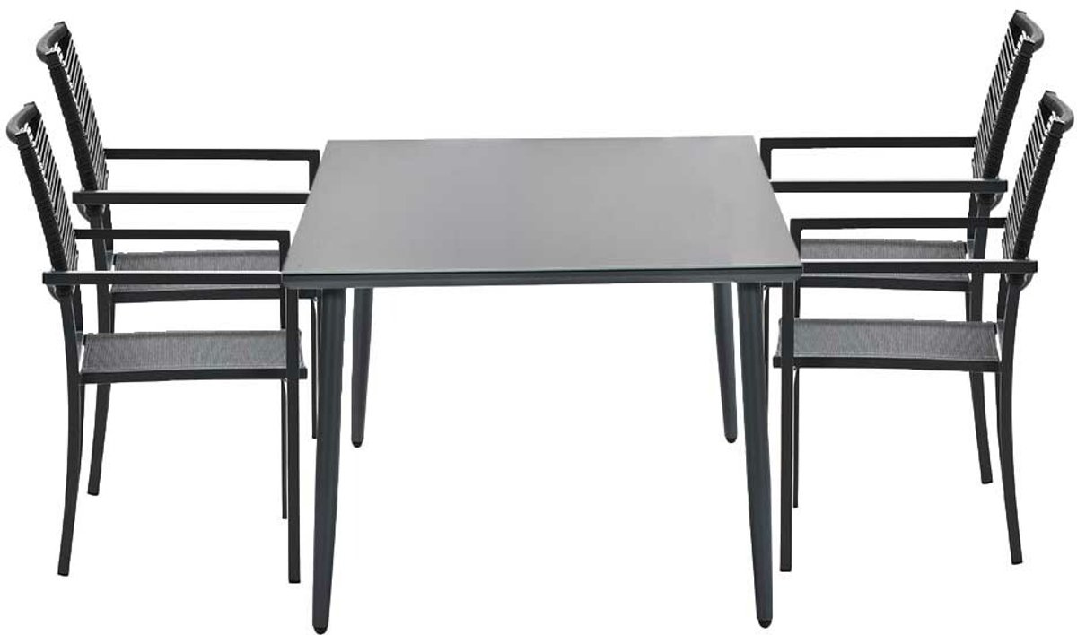 Tuinset met Senna tuintafel 180x100 cm in donker grijs.