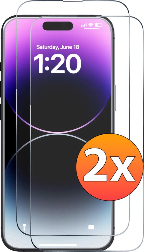Screenprotector – Geschikt voor iPhone 14 Pro Max Tempered Glass – 2 stuks Extra Sterk – beschermglas