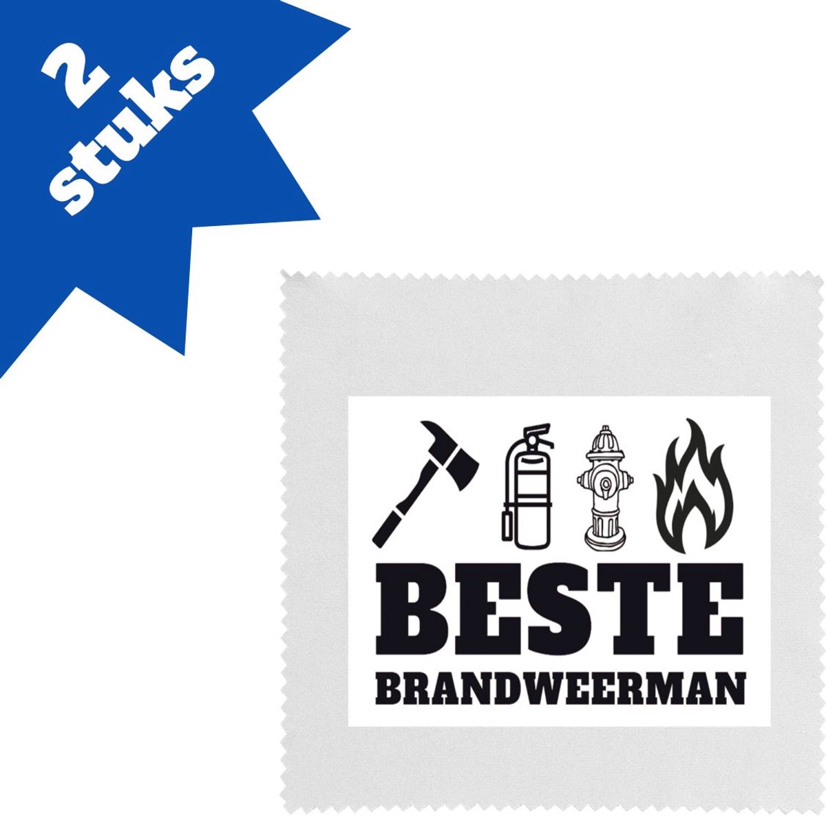 Akyol - beste brandweerman brillendoekjes - Beste brandweerman - collega - cadeau - 17,8 bij 17,8 cm - 2 stuks