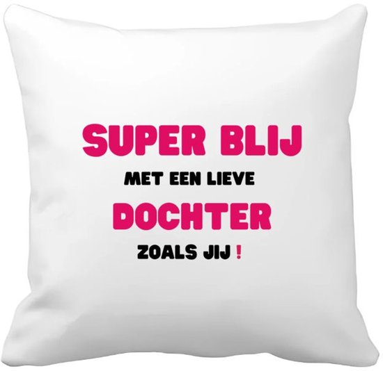 Akyol - super heureux avec une fille douce comme toi Housse de coussin - Fille - la fille la plus douce - anniversaire - cadeau pour fille - articles pour fille - cadeau - présent - 40 par 40 cm