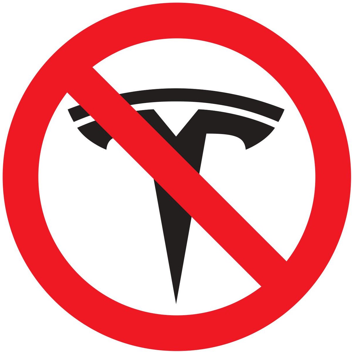 Tesla inrijverbod sticker 9,5 cm vinyl set van 2
