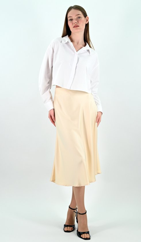 YesMooi - Jupe mi-longue en satin - Nacre - XL (42)