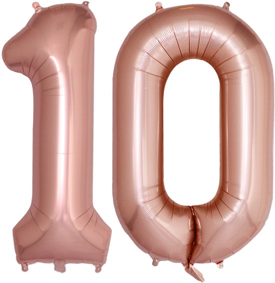 Ballon Feuille Numéro 10 Ans Rose Or Anniversaire Décoration Hélium Numéro Ballons Décoration De Fête Avec Paille - 86cm