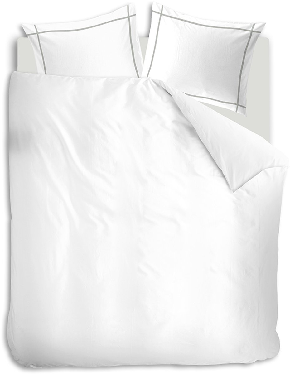 Auping Classic white grey Dekbedovertrek - Tweepersoons 240 x 220 cm - Katoensatijn - Wit