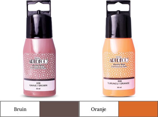 Artdeco 3D Dimensionale Verf Set – 2x50 ml – Blauw & Orange – Geschikt voor Stof, Glas, Keramiek, Karton, Metaal, Papier & Steen – 3D Liner Textuur- en Reliëfschilderen Dimensional Paint