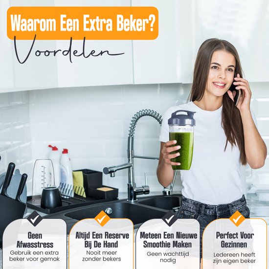 Nexsel 8-Delige Accessoires set Geschikt voor Nutribullet 600 900 watt - 2 Bekers (900 ml), Messenblad, Deksel & meer - Cup Mes Blade Onderdelen voor Nutri Bullet Blender van Merkloos — afbeelding 2