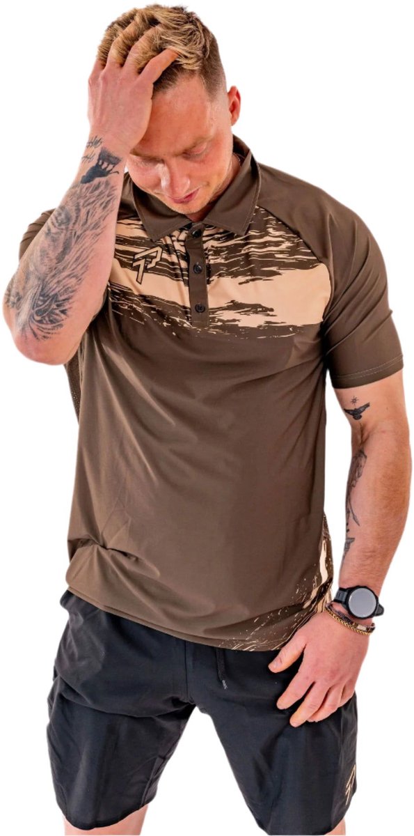 Proma Sports - Performance Polo - Brush Khaki/Gold - 3XS/2XS - Tennis - Padel - Hockey - Football