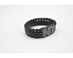 Josh-24966-Armband-Mat zwart-Heren-22,5cm