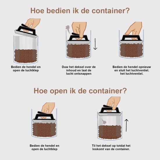 Boîte de conservation Café vide brevetée de Premium - Bocal hermétique de 1 200 ml avec pompe à vide manuelle - Préserve la fraîcheur des Grains de café et du Café moulu - Design moderne et élégant