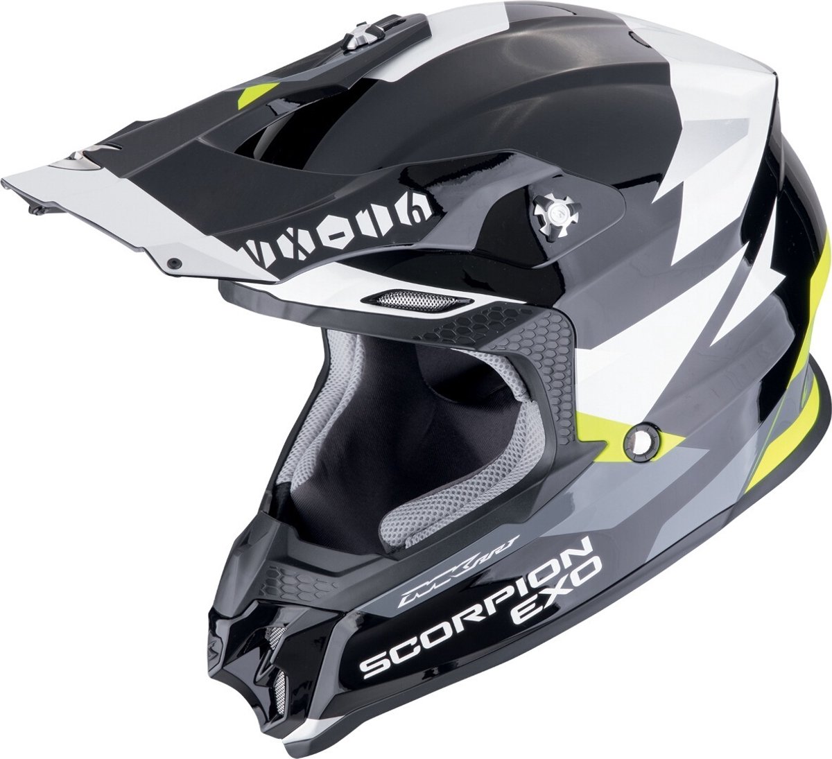 Scorpion VX-16 Evo Air Rod Zwart Wit Geel Crosshelm - Maat S - Helm