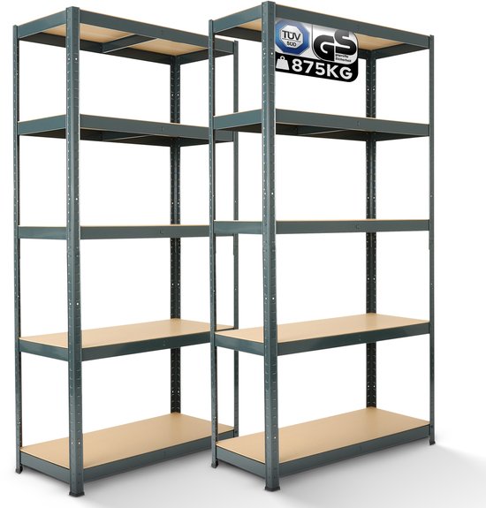 AREBOS 2 x Étagères lourdes Étagère d'atelier Étagère de sous-sol Étagère de bibliothèque Étagère MDF noir