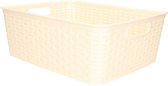 Panier de rangement Plasticforte - Panier de placard - plastique rotin - beige - 12 Litres - 30 x 37 x 13 cm