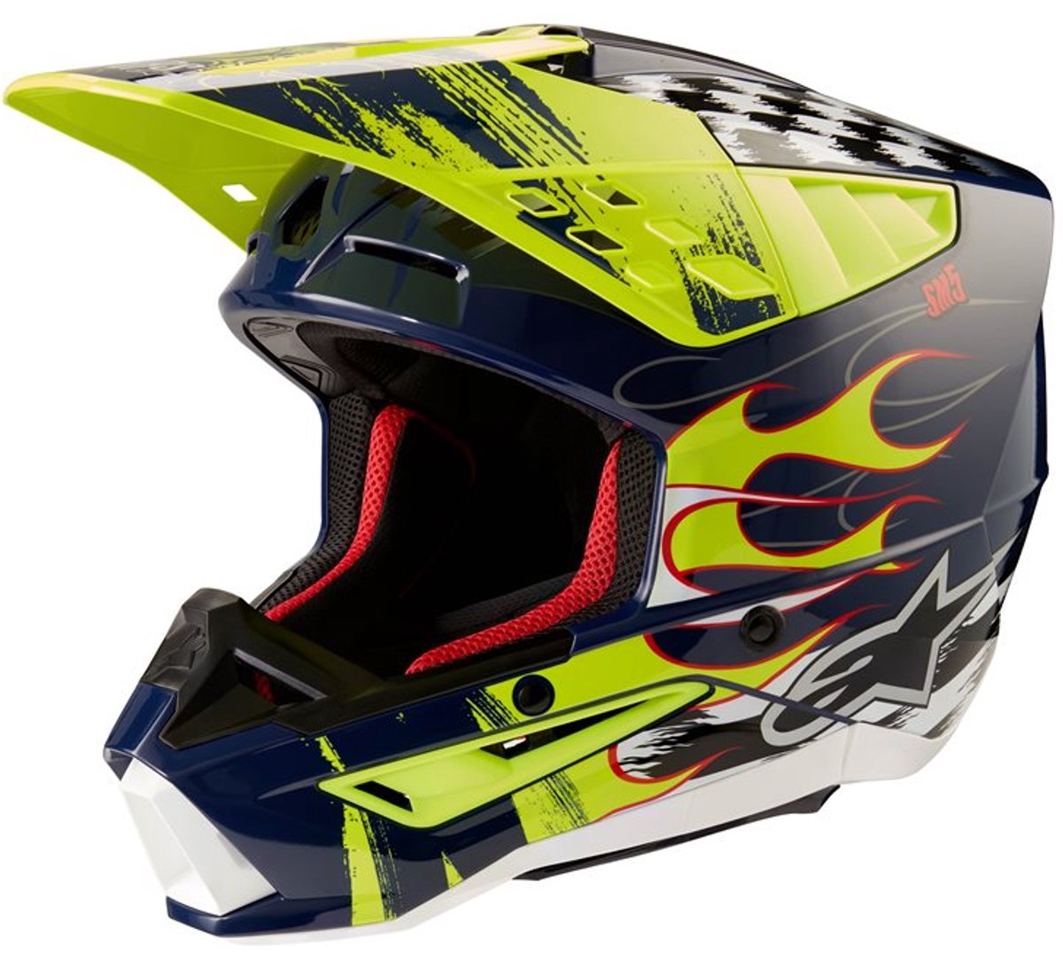 Alpinestars S-M5 Rash Helmet Ece 22.06 Night Navy Yellow Fluo Glossy M - Maat M - Helm