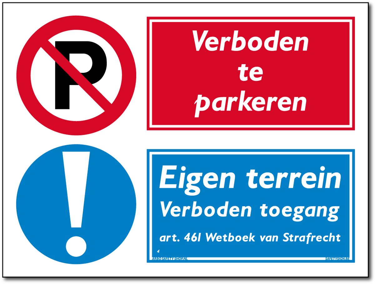 Parkeerverbod bord - Eigen terrein - Forex - 30 x 40 cm - Weerbestendig