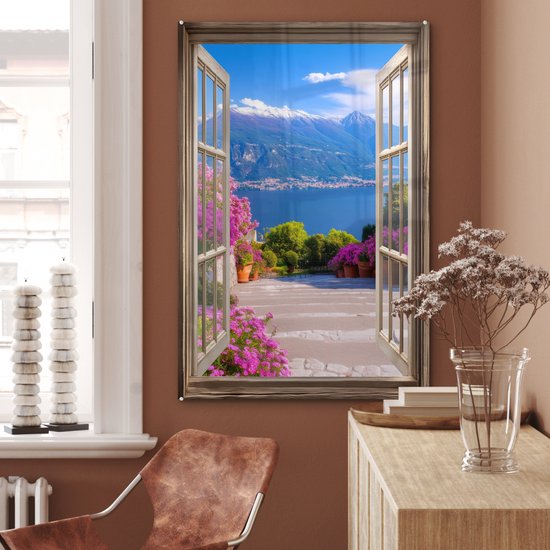 MuchoWow® Peinture sur verre 60x90 cm - Peinture sur verre acrylique - Vue - Berg - Paysage - Vue - Lac - Photo sur verre - Décoration murale salon - Décoration murale chambre - Peintures