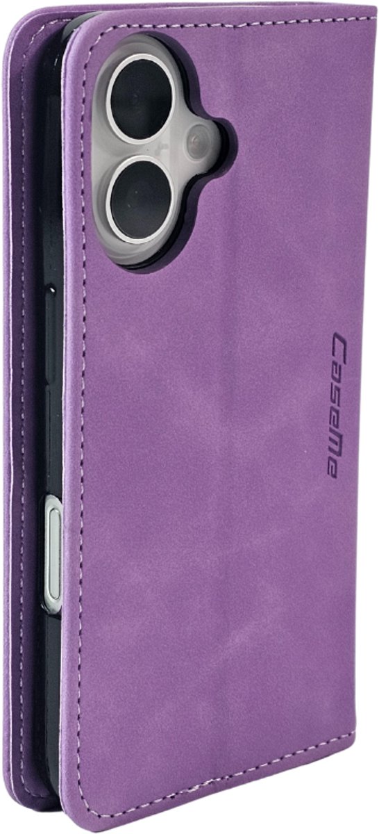 Mobile5 - iPhone 16 Plus Bookcase Hoesje - Paars - Kunstleer - Anti Shock