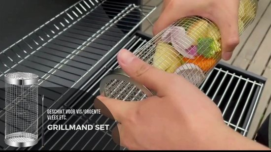 Grillmand Roestvrij Staal BBQ-Plantaardige Grillmand met Handgrepen, 32 x 18 ,5 x 1,7 cm