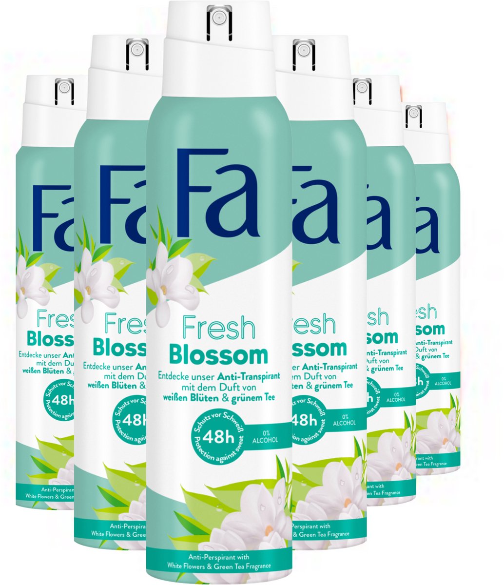 Goedkoopste Fa Deodorant - Fresh Blossom - Frisse Geur van Bloesems en Groene Thee - Langdurige Bescherming - Huidvriendelijk - Voordeelverpakking - 6x 150ml