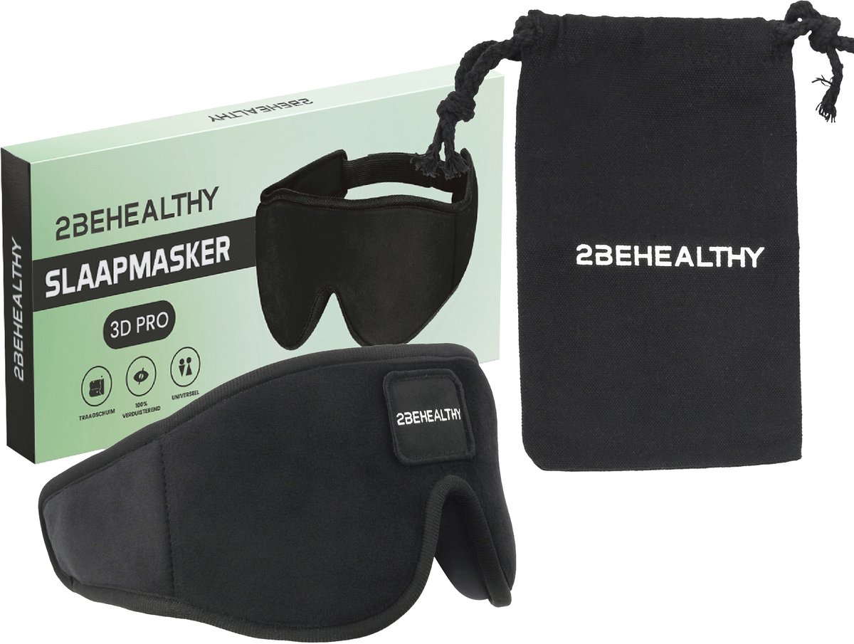 2BEHEALTHY Slaapmasker - 100% Verduisterend - Met Opbergzakje - Oogmasker - Slaap Masker - Slaapmasker Mannen - Slaapmasker Vrouwen - Eye Mask - Sleeping Mask