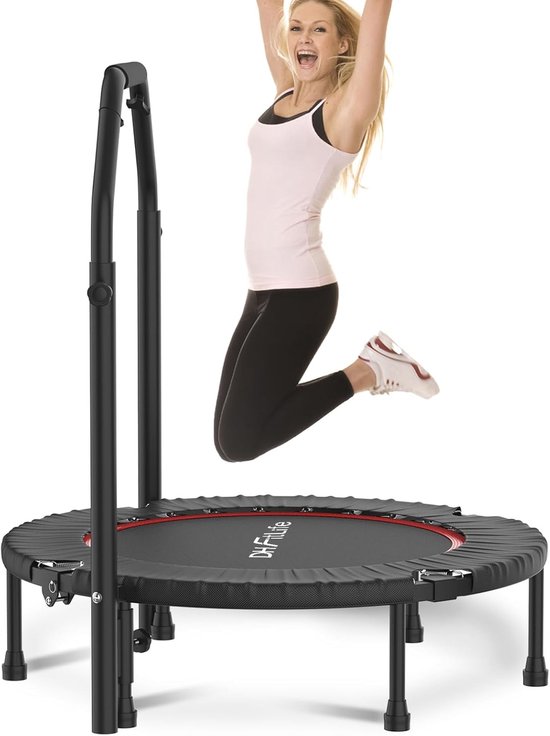 DH FitLife Fitness Binnen Trampoline Vouwbaar zonder Installatie | Ø102 cm 40 Inch | Draagvermogen 150 KG | 4 Verstelbare Handgreepstanden | Stabiel en Stil voor Kinderen en Volwassenen
