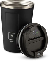 PIEP® RVS Koffiebeker To Go - Thermosbeker - Koffiebeker - Thermosfles - Thermoskan - Temperatuur LED Display - 380ml - Zwart