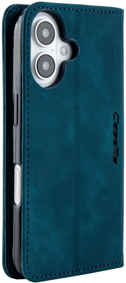 Mobile5 - iPhone 16 Bookcase Hoesje - Blauw - Kunstleer - Anti Shock