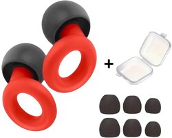 BMJ Trading ® Oordoppen Slapen - Earplugs - Overprikkeling - Earplugs - Rood - SNR 26 dB - Sleep Plugs - Inclusief Opbergdoosje - Festival Oordopjes - Herbruikbare Gehoorbescherming - Sport Oordopjes - Oordoppen Zwemmen - 8 Dop