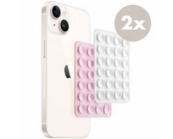 foto van Zuignap Telefoon Sticker - 2-Pack- Octobuddy Popsocket - Lichtroze & Wit - Selfiesticker TikTok - Zuignap telefoonhoes telefoon sticker - Sticky sticker