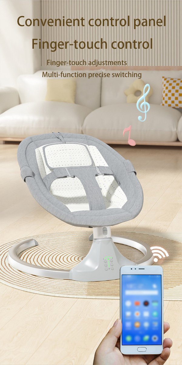 Seastone - Wipstoel Elektrisch - Babyschommel - Schommelstoel - Baby Swing - Afstandsbediening thumbnail 5