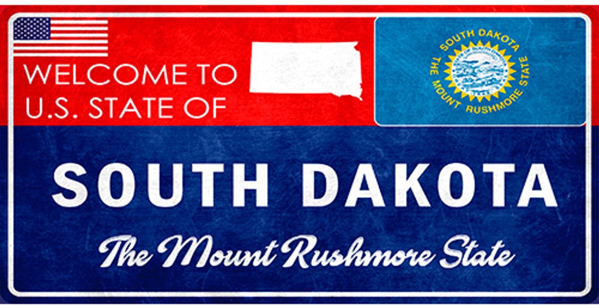 Signs-USA Souvenir Kentekenplaat - metaal - South Dakota - 15 x 30 cm Blauw