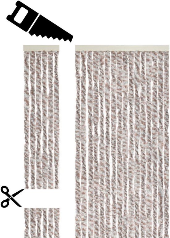 ApexArte® Vliegengordijn Kattenstaart - Hordeur - Vliegengordijn - Grijs met Wit — afbeelding 3
