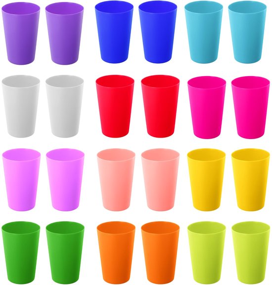 PlasticForte Drinkbekers - 24x - gekleurd - kunststof - 570ml - bekers