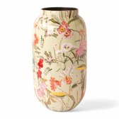 WinQ-Vaas metaal met bloemenprint-16x31cm-grote vaas-vaas voor bloemen -vazen met print