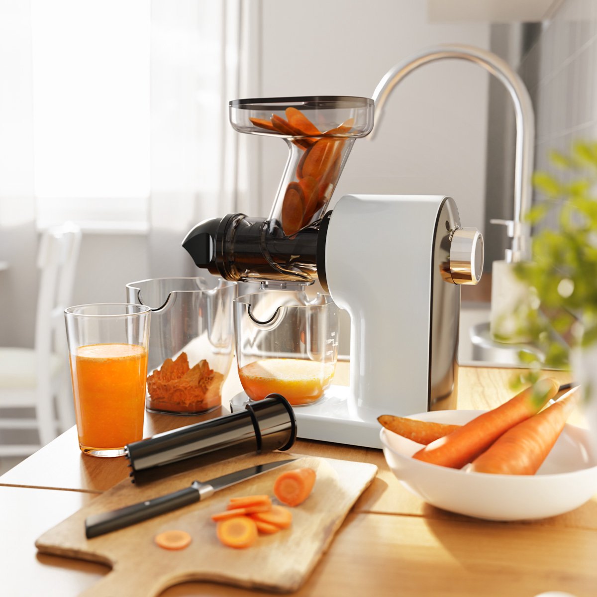 KitchenBrothers Slowjuicer - Sapcentrifuge - Wit thumbnail 6