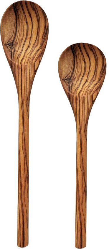Pollepels (30 & 25 cm) - Kooklepel - 2-delig - Olijfhout - Keukengerei Set - Duurzame Keuze!