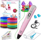 Fleau Kids 3D Pen Starter Pack Rose L - Filament 36m - Recharges 12 couleurs + Protège-doigts + Exemples + Chargeur 12V - Bricolage et dessin - Enfants